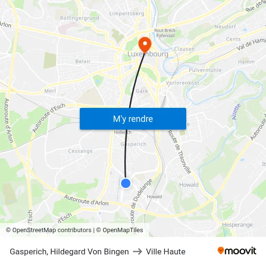 Gasperich, Hildegard Von Bingen to Ville Haute map
