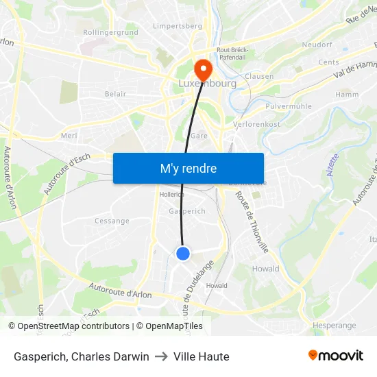 Gasperich, Charles Darwin to Ville Haute map