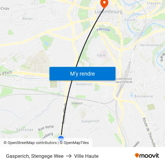 Gasperich, Stengege Wee to Ville Haute map