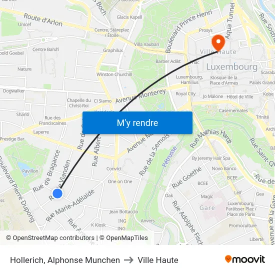 Hollerich, Alphonse Munchen to Ville Haute map