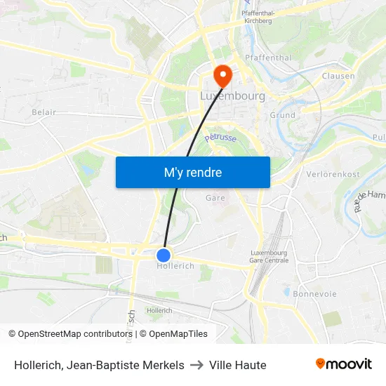 Hollerich, Jean-Baptiste Merkels to Ville Haute map