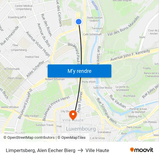 Limpertsberg, Alen Eecher Bierg to Ville Haute map