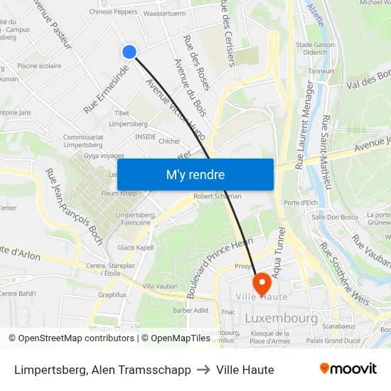 Limpertsberg, Alen Tramsschapp to Ville Haute map