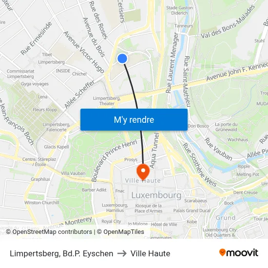 Limpertsberg, Bd.P. Eyschen to Ville Haute map