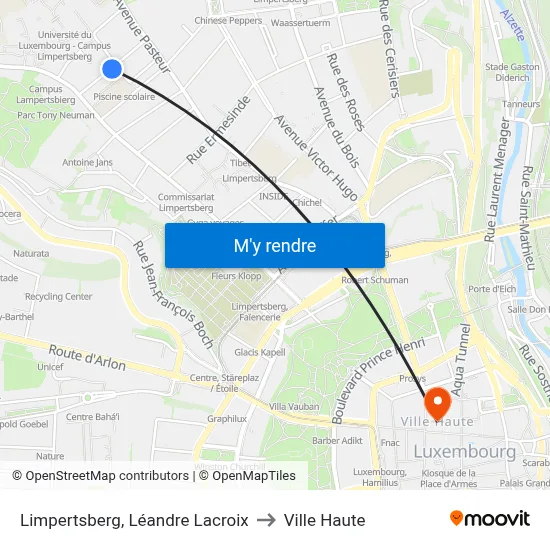 Limpertsberg, Léandre Lacroix to Ville Haute map