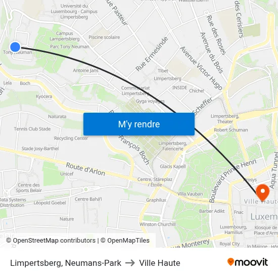 Limpertsberg, Neumans-Park to Ville Haute map