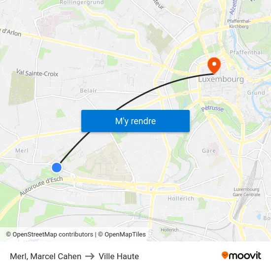 Merl, Marcel Cahen to Ville Haute map