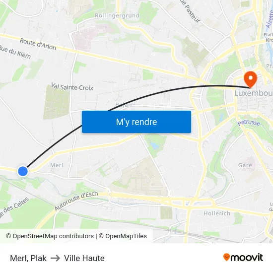 Merl, Plak to Ville Haute map