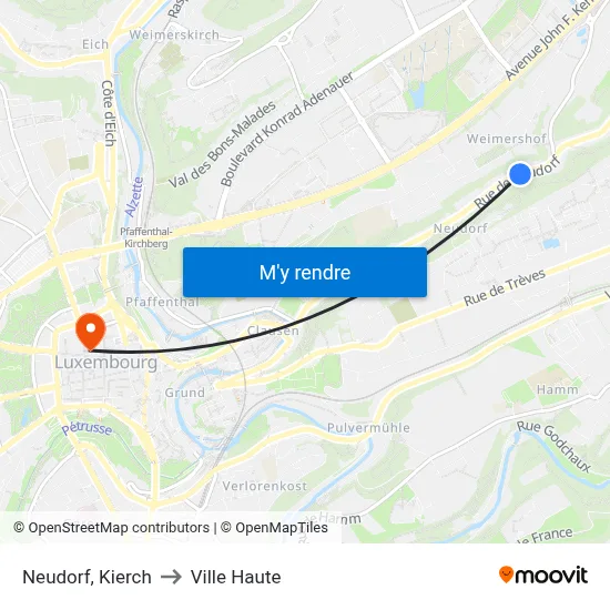 Neudorf, Kierch to Ville Haute map