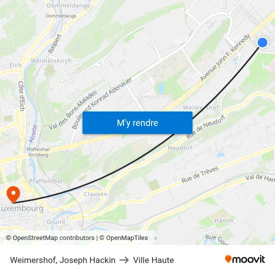 Weimershof, Joseph Hackin to Ville Haute map