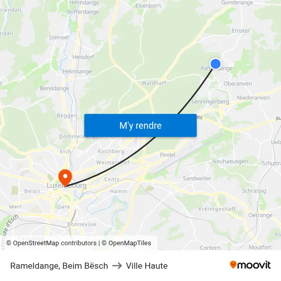 Rameldange, Beim Bësch to Ville Haute map