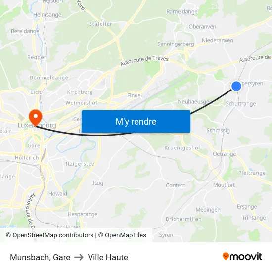 Munsbach, Gare to Ville Haute map
