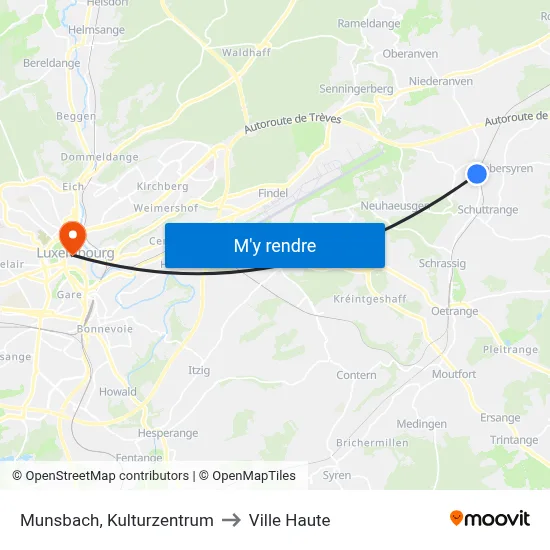 Munsbach, Kulturzentrum to Ville Haute map