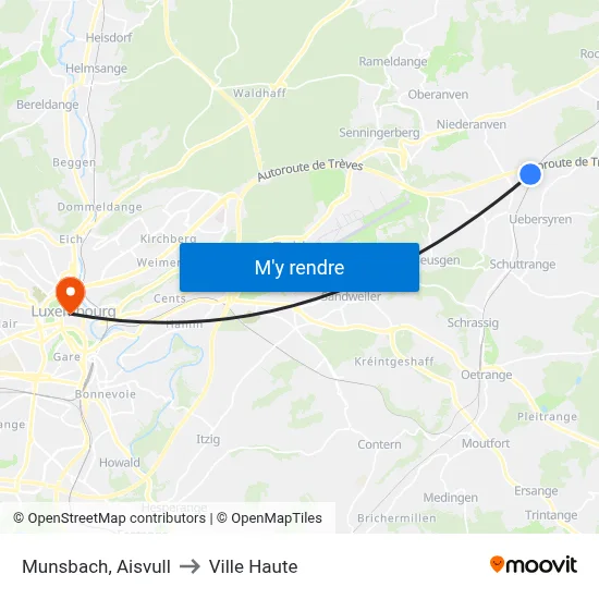 Munsbach, Aisvull to Ville Haute map