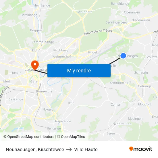 Neuhaeusgen, Kiischtewee to Ville Haute map
