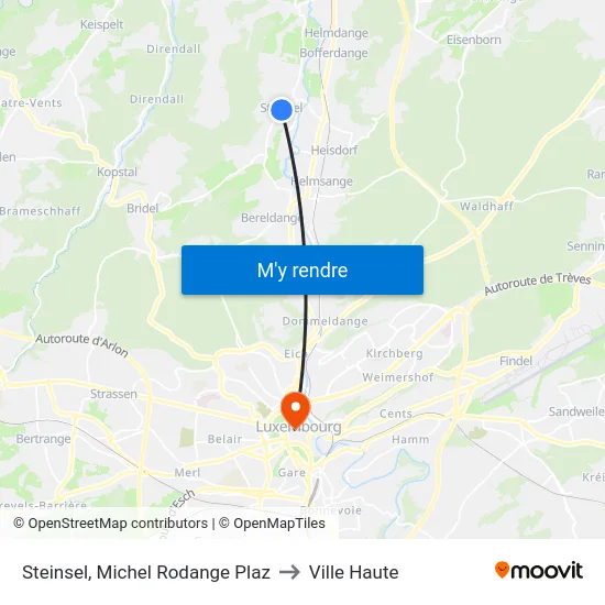 Steinsel, Michel Rodange Plaz to Ville Haute map