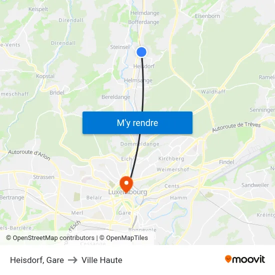 Heisdorf, Gare to Ville Haute map