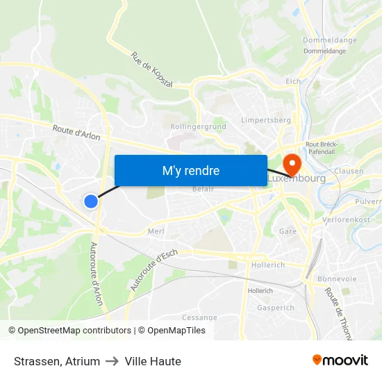 Strassen, Atrium to Ville Haute map