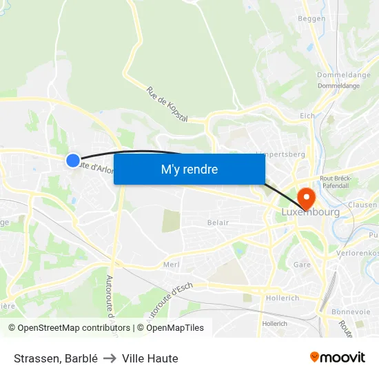 Strassen, Barblé to Ville Haute map
