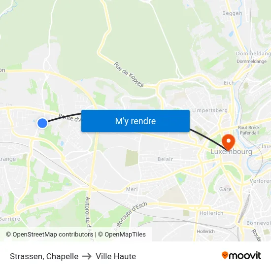 Strassen, Chapelle to Ville Haute map