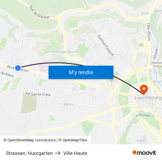 Strassen, Huorgarten to Ville Haute map