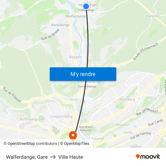 Walferdange, Gare to Ville Haute map