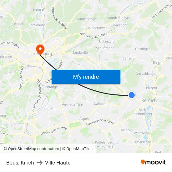 Bous, Kiirch to Ville Haute map