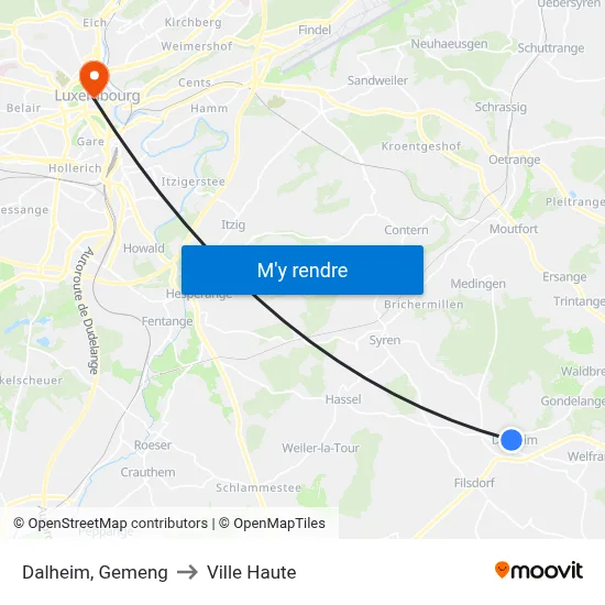 Dalheim, Gemeng to Ville Haute map