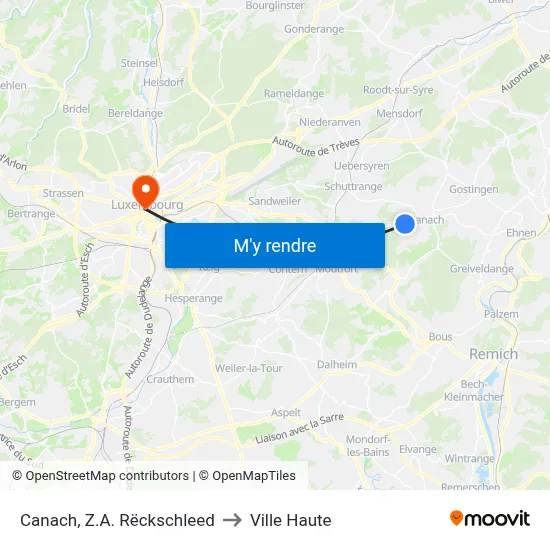 Canach, Z.A. Rëckschleed to Ville Haute map