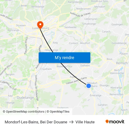 Mondorf-Les-Bains, Bei Der Douane to Ville Haute map