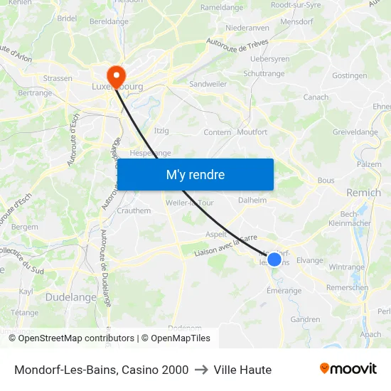 Mondorf-Les-Bains, Casino 2000 to Ville Haute map