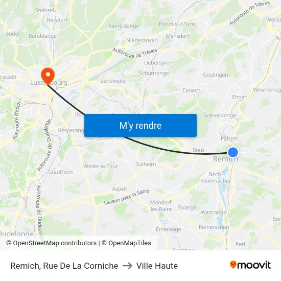 Remich, Rue De La Corniche to Ville Haute map