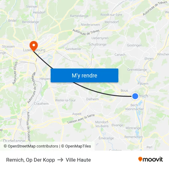 Remich, Op Der Kopp to Ville Haute map