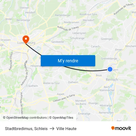Stadtbredimus, Schleis to Ville Haute map