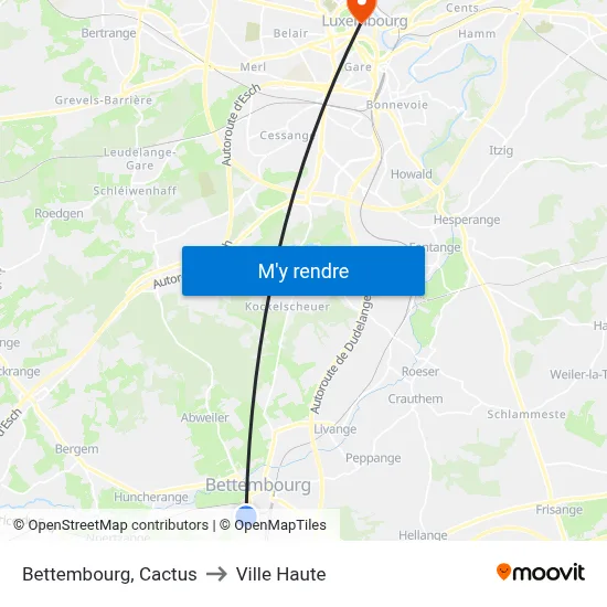 Bettembourg, Cactus to Ville Haute map