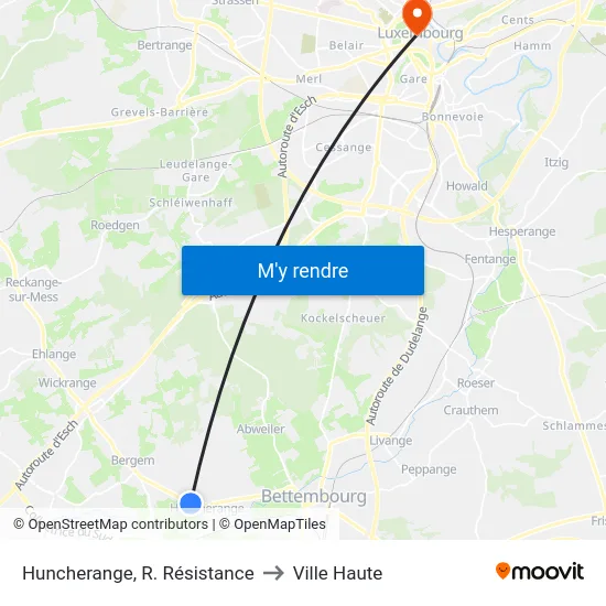 Huncherange, R. Résistance to Ville Haute map