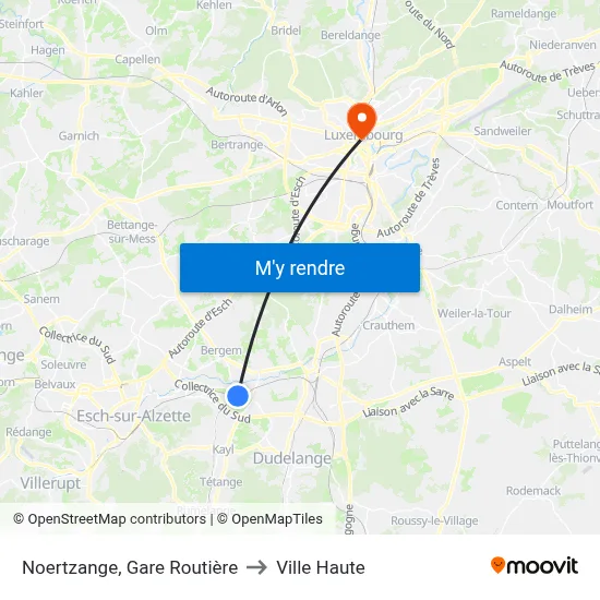 Noertzange, Gare Routière to Ville Haute map