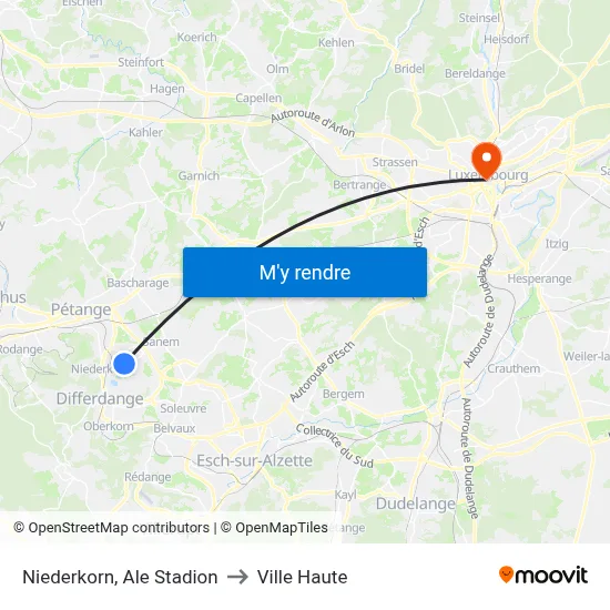 Niederkorn, Ale Stadion to Ville Haute map