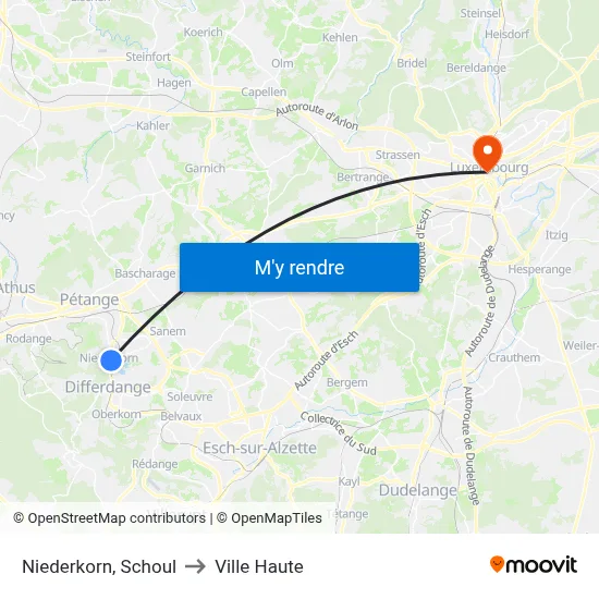 Niederkorn, Schoul to Ville Haute map