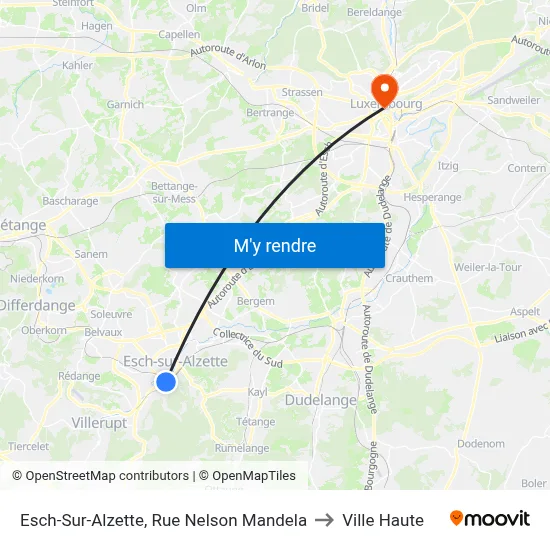 Esch-Sur-Alzette, Rue Nelson Mandela to Ville Haute map