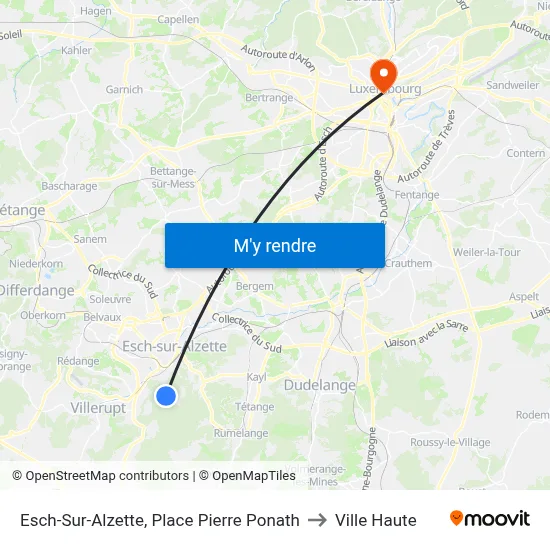 Esch-Sur-Alzette, Place Pierre Ponath to Ville Haute map