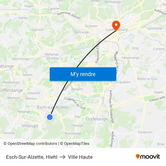 Esch-Sur-Alzette, Hiehl to Ville Haute map
