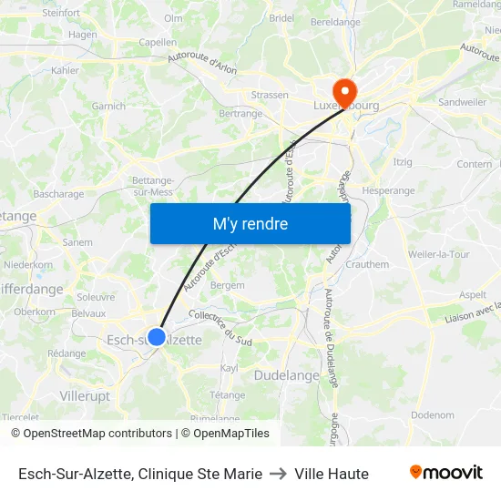 Esch-Sur-Alzette, Clinique Ste Marie to Ville Haute map