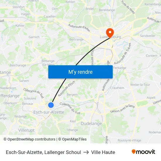 Esch-Sur-Alzette, Lallenger Schoul to Ville Haute map