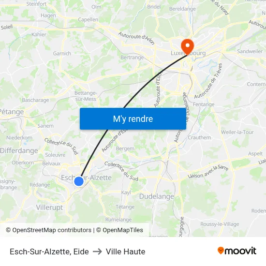Esch-Sur-Alzette, Eide to Ville Haute map