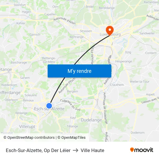 Esch-Sur-Alzette, Op Der Léier to Ville Haute map