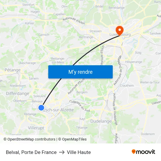 Belval, Porte De France to Ville Haute map