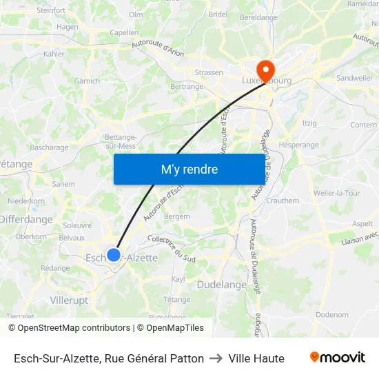 Esch-Sur-Alzette, Rue Général Patton to Ville Haute map