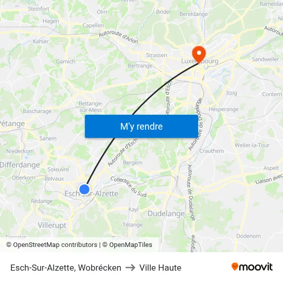 Esch-Sur-Alzette, Wobrécken to Ville Haute map