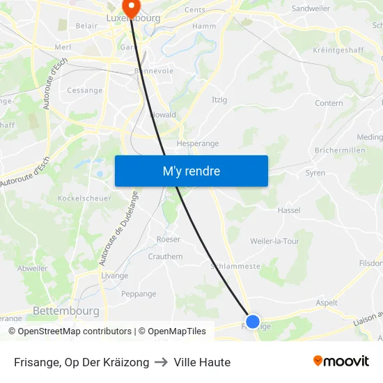 Frisange, Op Der Kräizong to Ville Haute map